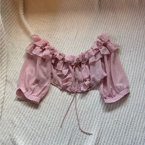 Pink Ruffled Off-Shoulder Top